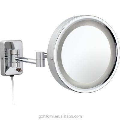 China Brass wall mounted shaving mirror lit with led light for sale