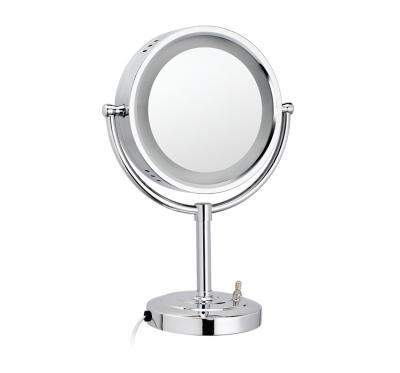 China 2-Face Magnifying Stainless Steel Makeup Desk Mirror With Lighting for sale