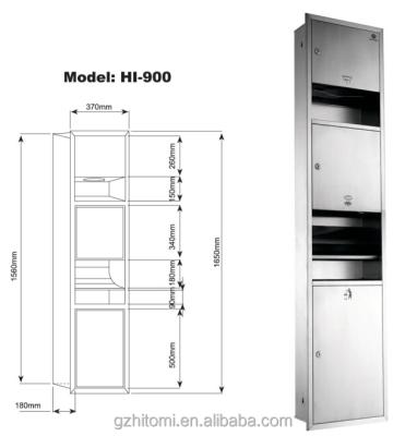 China Home hotel bathroom 3 in 1 stainless steel paper towel dispenser with wastebin and sensor hand dryer for sale