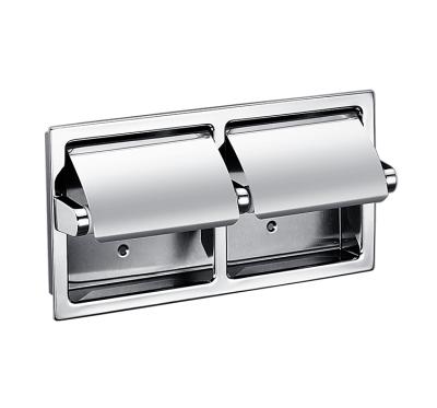 China Bathroom Wall Mounted Stainless Steel Double Toilet Roll Paper Holder for sale