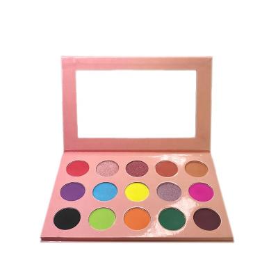 China 15 Color Private Label Cosmetics Waterproof Makeup Glitter Eyeshadow Palette With Pink Palette for sale