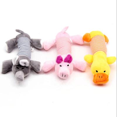 China Sustainable Pet Products Pig Elephant Duck Interactive Chew Dog Toys Shape Plush Dog Toy With Rope Pet Dog Squeak Toys for sale