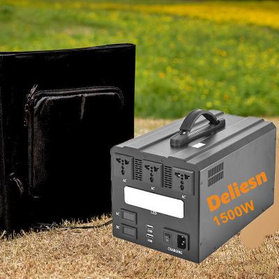 China Type C 220V 1500W 1210WH Sun Power Generator 2000w Outdoor Solar Power Bank Free Energy Camping Emergency Solar Home for sale