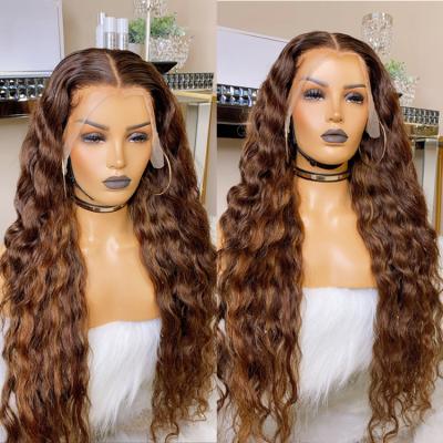 China Body Wave 4X4 6X6 5X5 Lace Closure Highlight Wig Bleached Curly Hair Small Knots Highlight Wig With Bang for sale