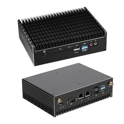 China Metal Case Computer Network PC I3-8145U I5 I7 Mini Desktop Gaming Windows10 Linux Barebone Fanless NANO Industrial Computer for sale