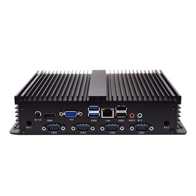 China Win7/Linux industrial fanless pc j1900 J1800 mini barebone computer desktop industrial metal network 6*COMM for sale