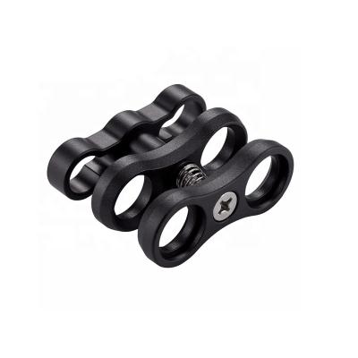 China Custom Aluminum Underwater Dual Camera Arm Aluminum Ball Clamp Clip For Diving Light Mount for sale