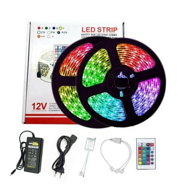 China Hotel 12v 5050 300led/5M 600led/10M RGB 24key IR controlled flexible LED strip lights with TV bar bedroom ktv for sale