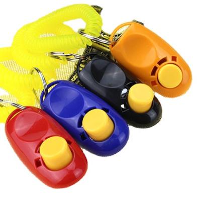 China Customized stocked logo printed dog training click dog training clicker with wristband pet toy dog ​​clickers for sale