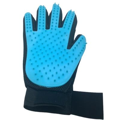 China Viable Blue Pet Hair Color Remover Mitts Soft Pet Grooming Mitt Brush Perfect For Dogs And Cats for sale