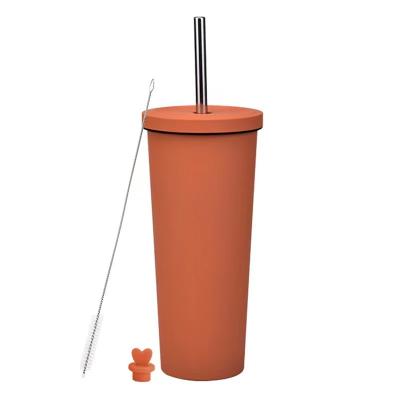 China 304 Stainless Steel Straw Car Cup Solid Color PORTABLE Simple Car Milk Cup Vacuum Insulated Cups for sale