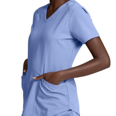 China Comfortable Customize Light Blue Short Sleeve High Quality V Neck Factory Direct Sale Best Selling New Design Scrubs Set for sale