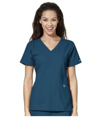 China Hot Selling Comfortable Customize Fabric Printing Anti Wrinkle Nurse Hospital V-Neck Cargo Jogger Scrubs Set for sale