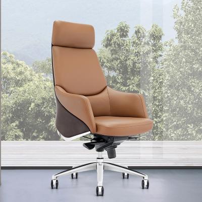 China New Design China Foshan Furniture Premium Brown Executive Adjustable Chair YS1523A PU Leather Office Chair (Height) for sale