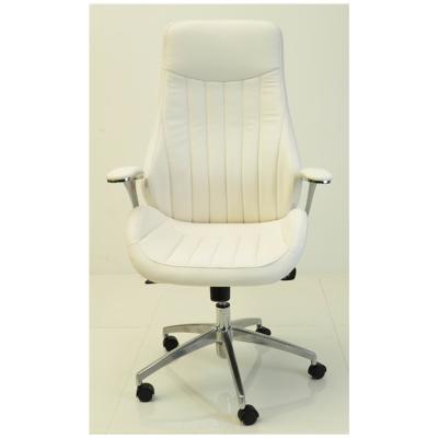 China Executive Chair Office Chair J04A Luxury White Leather Office Chair With Chrome Padded Chairs for sale