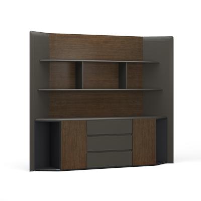 China H-03-B Modern Leather PU Office Desk Cabinet Unique Wood Veneer Design for sale