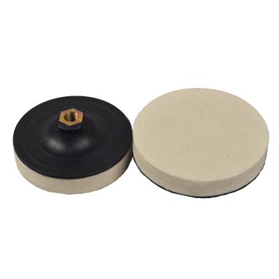 China Durable 125mm Wool Felt Polishing Wheel Glass Wool Felt Sanding Disc For Marble Polish for sale