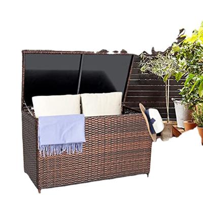 China Waterproof Outdoor Wicker Storage Box Patio Furniture Rattan Storage Deck Cabinet, Waterproof Side Coffee Table for sale