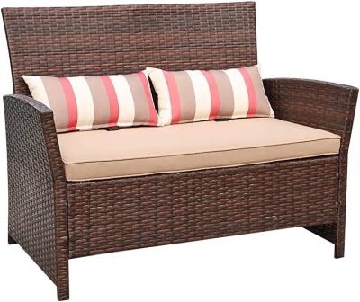 China Resistant\Water Proof\Eco-Friendly Weather\UV Resistant Outdoor Wicker Loveseat With Cushions, 2 Seat Patio PE Rattan Sofa With Lumbar Pillows, Porch, Backyard, Garden, Pool, Steel FR for sale