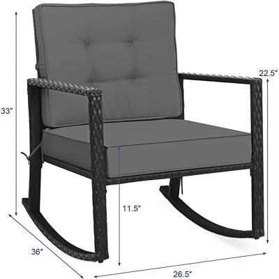 China Eco-Environmently Outdoor Patio Rocking Chair Furniture , Wicker Rattan Gliders Patio Chair w/Thick Cushions for sale