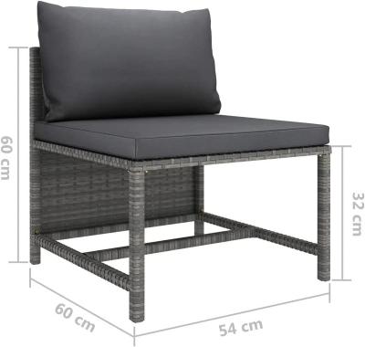 China Weather Resistant 3 Seater Garden Sofa with Black Gray Synthetic Rattan Cushions, Center and Corner Sofa for Outdoor Garden Patio Furniture for sale