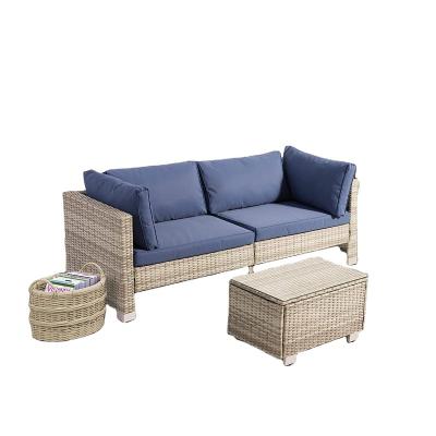 China Eco-friendly\UV Resistant\Water Proof\Resistant Outdoor Couch,3-Seat Patio Sofa With Glass Coffee Table For Balcony And Weather Rattan Lawn,All Weather Outside Patio Seating for sale