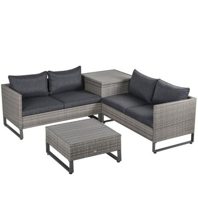 China Eco-Friendly\UV Resistant\Water Proof\Weather Resistant Outdoor Couch Patio Furniture 4 Piece Wicker Conversation Set With Coffee Table for sale