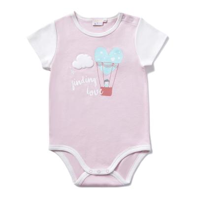 China 80% Cotton 20% Milk Fabric Factory Cotton O-Neck Printed Short Sleeve Summer Romper For Baby for sale