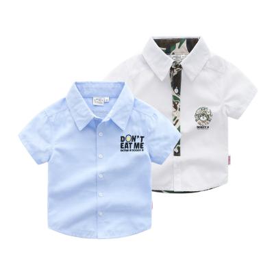 China Best Comfortable Free Shipping Letter Print Short Sleeve Casual Shirt For Kids Boys for sale