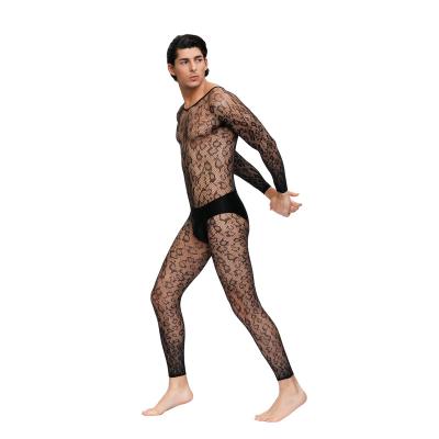 China Spandex/Nylon Wholesale Sexy Body Stocking Net Lingerie Leopard Print Underwear For Men's Cosplay Costume for sale