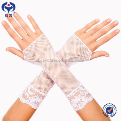 China Jacquard Transparent Nylon Gloves Think Knitted Glove Mesh Design for sale