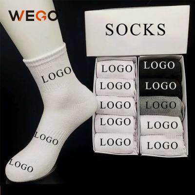 China Wholesale High Quality White Black White Gift Box Designer Custom Logo Men's Breathable Socks for sale