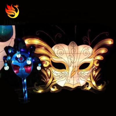 China Large Steel Silk Cloth Wire Iron Mask Lamp Halloween Designs Lantern All Saints Day Lanterns Festival Decoration for sale