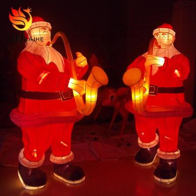 China Outdoor Waterproof Customized Silk Yarn Santa Claus Lantern Festival Event Christmas Mall Craft Fabric Iron Shows Lantern Exhibition for sale