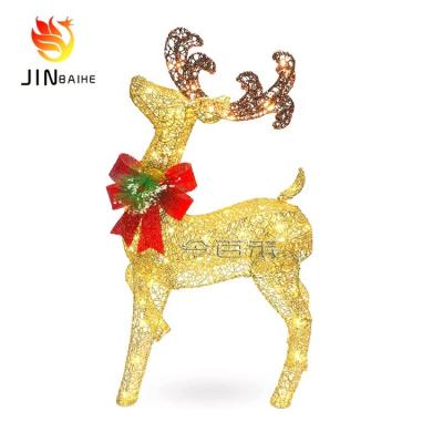 China Environmentally Friendly Winding White Light Waterproof Christmas Light Powder Wire Wrought Iron Elk Deer Reindeer Decorative Lamp Outdoor Ornaments for sale