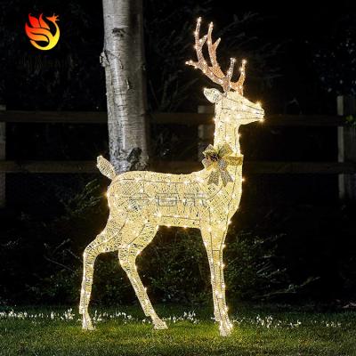 China Environmentally Friendly Folding Metal Wire Powder Winding Waterproof Yellow Reindeer Elk Deer Christmas Lights Indoor Outdoor Decor for sale