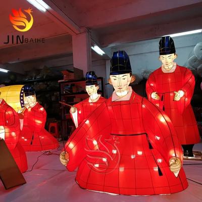 China Environmental Friendly Iron Silk Craft Lanterns Men Playing Instruments Decors Light Lantern Festival For Outdoor Event Decoration for sale