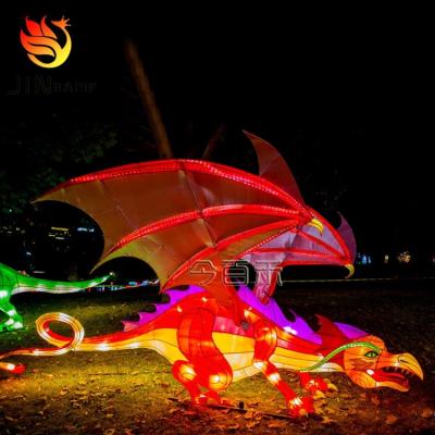 China Environmental Friendly Customize Iron Wire Simulation Dinosaur Lamp Sculpture Festival Lantern Garden Zoo Animal Theme Park Outdoor Waterproof for sale