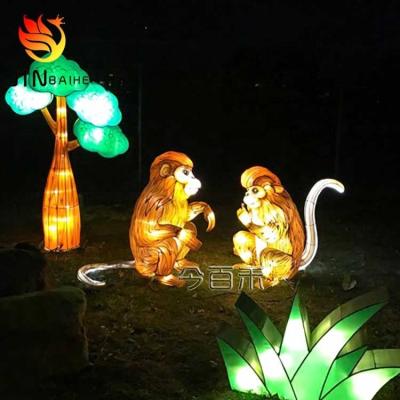 China Customized Environmentally Friendly Outdoor Craft Yarn Monkey Gold Monkey Lamp Sculpture Festival Lantern Garden Zoo Animal Theme Park Waterproof for sale