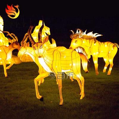 China Customized Environmentally Friendly Outdoor LED Silk Antelope Silk Craft Iron Lamp Sculpture Festival Lantern Garden Zoo Animal Theme Park Waterproof for sale