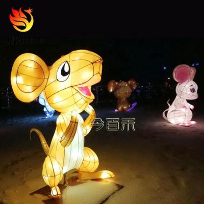 China Customized Outdoor Waterproof Environment Friendly Mouse Wire LED Craft Iron Decor In Zoo Silk Animal Theme Park Garden Lantern Festival Sculpture Lamp for sale