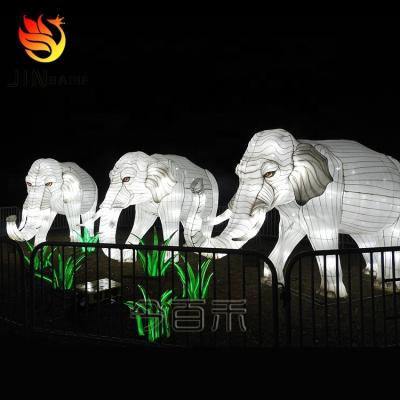 China Eco-Friendly American Elephants African Elephants Outdoor Elephant Lamp Sculpture Festival Lantern Garden Zoo Animal Theme Park Waterproof for sale