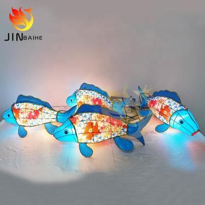 China Outdoor or Indoor Decoration Festival Lantern Chinese Fish Lanterns with LED Lights for Indoor Restaurant Garden Theme Park Outdoor Waterproof Decoration for sale