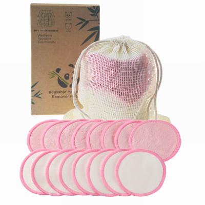 China Ultra Soft Charcoal Pink Reusable Organic Bamboo Pack Washable Cotton Facial Make Up Remover Makeup Cleansing Pads for sale