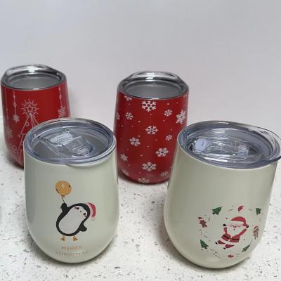 China Factory Customized Viable 12oz Egg Tumbler Shape Stainless Steel Insulated Reusable Wine Tumbler Cup With Lid for sale