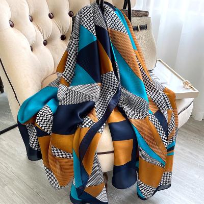 China 2021 New Design Women's Light Mulberry Beach Scarf Chiffon Silk Satin Long Scarves For Women for sale