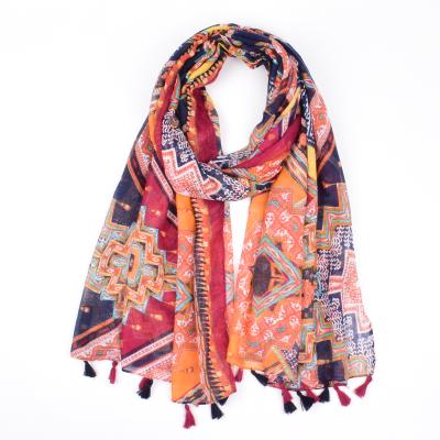 China 2020 latest wholesale lady neck scarves viscous good quality national style printed scarves woman scarf for sale