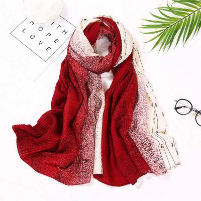 China Wholesale 2020 new style cotton hijab fashion gradient music pattern printing one piece ladies ruffle hijab cotton for sale