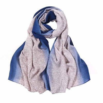 China Wholesale 2020 New Style New Style Cotton Rayon Scarf Hijabs Cotton Soft Viscous Gradient Solid Colors Wrinkle One Piece Women Hijab for sale