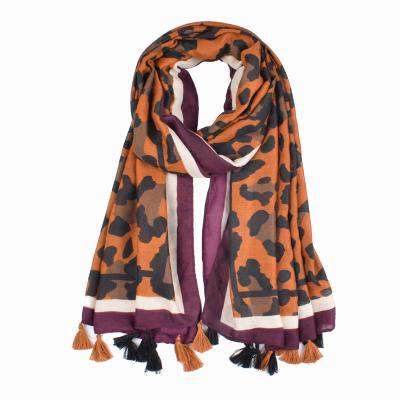 China Unique Luxury High Quality Leopard Print Ladies Squishy Scarf 2019 Wholesale Hot Sale Squishy Tassel Cheap Ready Ship for sale